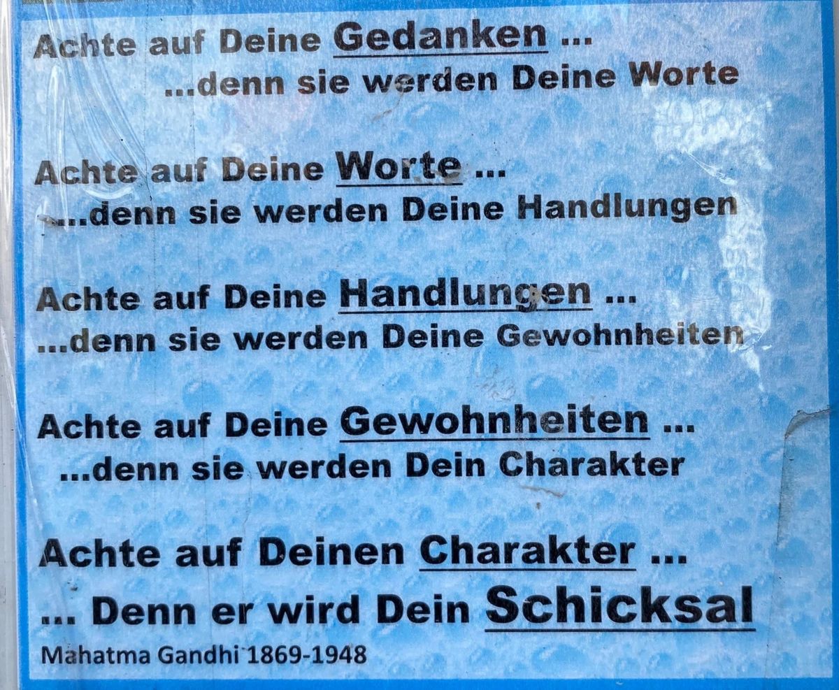 achte auf deine gedanken