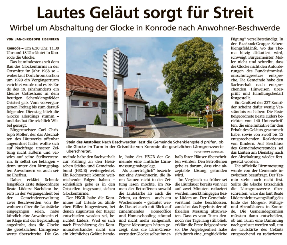 Lautes Gel&auml;ut sorgt f&uuml;r Streit Konrode